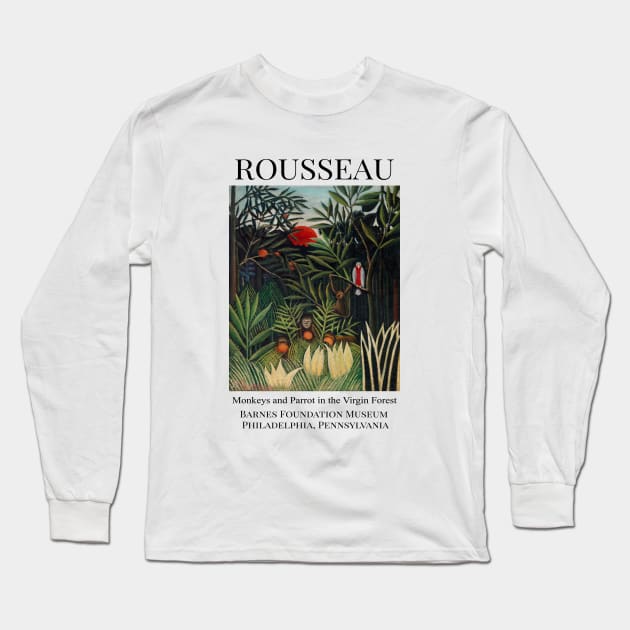 Henri Rousseau Monkeys and Parrot in the Virgin Forest Long Sleeve T-Shirt by SybaDesign